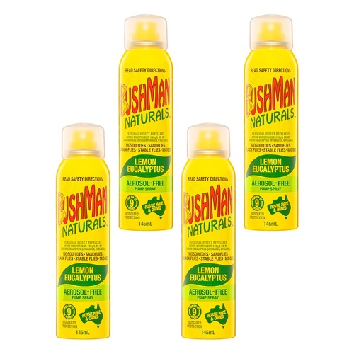 Bushman Naturals Repellent Aerosol-Free Pump Spray 145mL Pack of 4