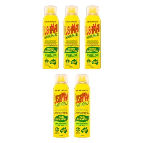 Bushman Naturals Repellent Aerosol-Free Pump Spray 145mL Pack of 5