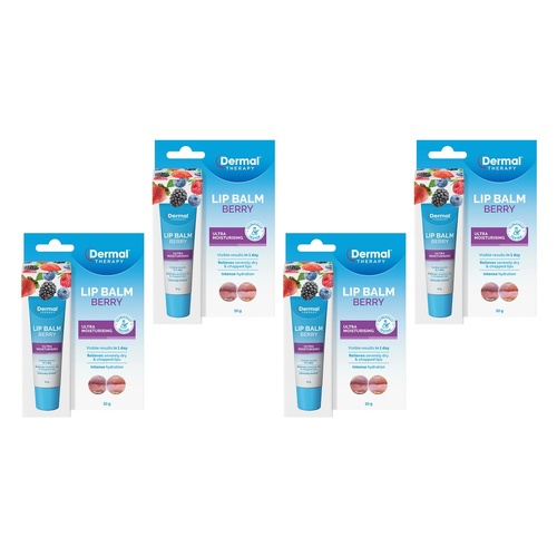 Dermal Therapy Lip Balm Berry 10g Pack of 4