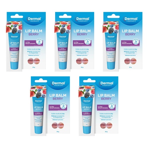 Dermal Therapy Lip Balm Berry 10g Pack of 5