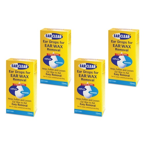 Ear Clear Ear Wax Removal Drops 12mL Pack of 4