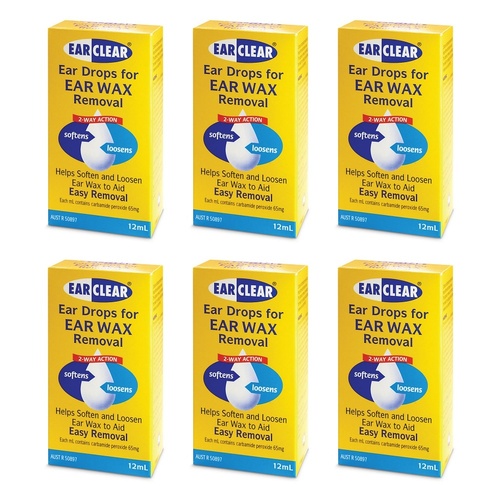 Ear Clear Ear Wax Removal Drops 12mL Pack of 6