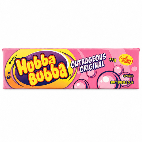 Hubba Bubba Outrageous Original Soft Bubble Gum 35g 5 Pack No Artificial Colours