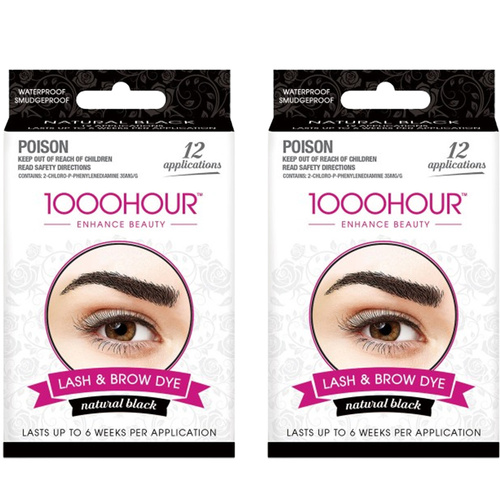 1000 Hour Eyelash & Brow Dye Kit Natural Black 2x ValuePack