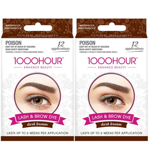 1000 Hour Eyelash & Brow Dye Kit Dark Brown 2x Value Pack