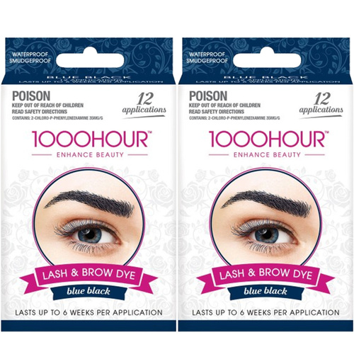 1000 Hour Eyelash & Brow Dye Kit BlueBlack 2x Value Pack