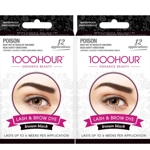 1000 Hour Eyelash & Brow Dye Kit BrownBlack 2x Value Pack