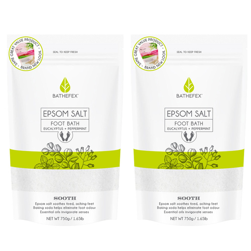 Bathefex Sooth Epsom Salt Foot Soak with Essential Oils 750g 2 Pack