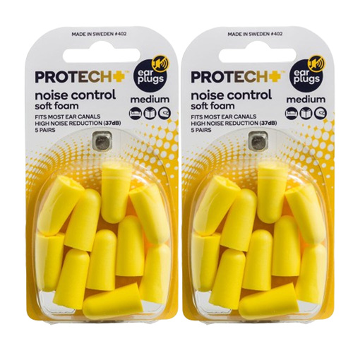 Protech Ear Plugs Noise Control Outdoor Travel Soft Foam Medium 2x 5 Pairs