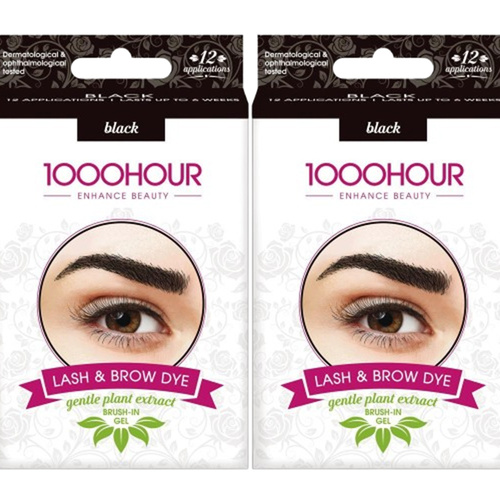 1000 Hour Plant Extract Eyelash & Brow Dye Kit Natural Black 2x Value Pack