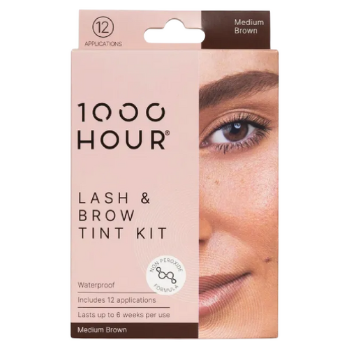 1000 Hour Eyelash and Brow Non Peroxide Dye Kit Natural Medium Brown 1 Pack