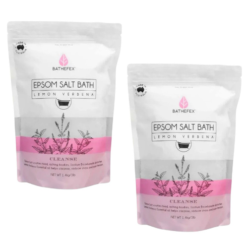 Bathefex Epsom Salt Lemon Verbena 1.4kg x2 Soothing Bath Soak