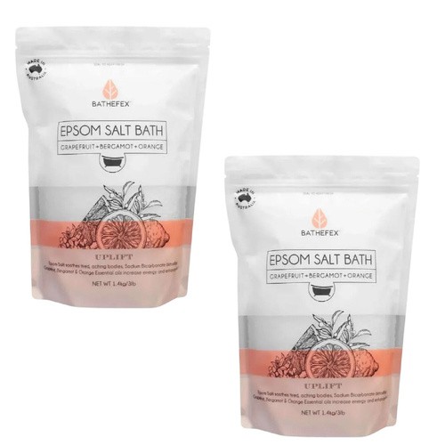 Bathefex Epsom Salt Bath Grapefruit Bergamot Orange Soak 1.4kg Pack of 2
