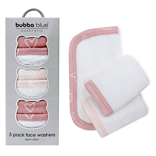 Bubba Blue Girls Face Washer 25cm x 25cm 3 Pack
