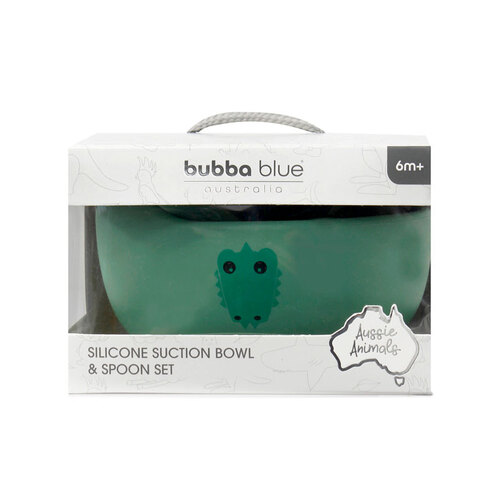 Bubba Blue Silicone Suction Bowl And Spoon Set Crocodile