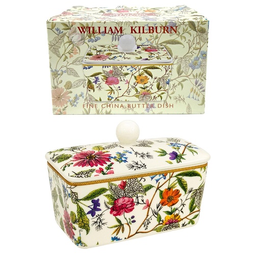 William Kilburn Fine China Butter Dish Floral