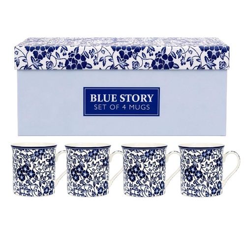 Blue Story Bone China Mug Set of 4
