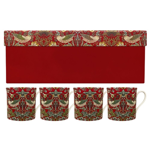 Strawberry Thief Mug Set of 4 Red