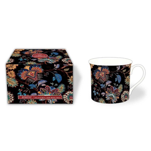 Bimini Palace Mug Black Paisley Floral Fine Bone China