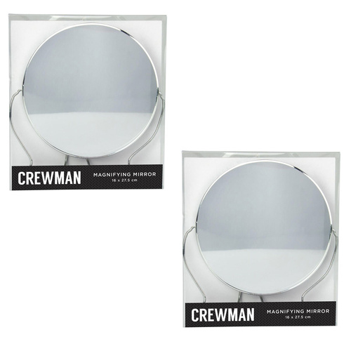 Crewman Mens 2 Sided Shaving Mirror on Stand 145mm Diameter 2x Magnification x 2
