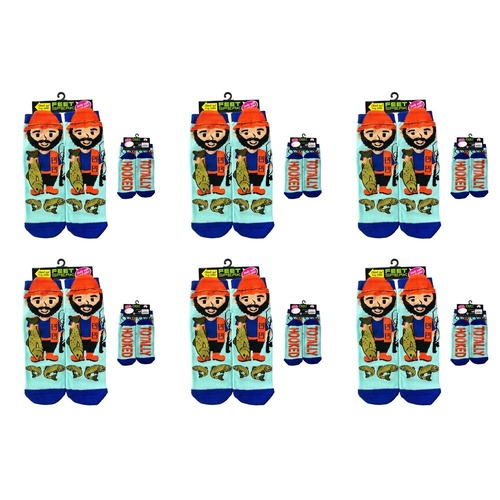 Feet Speak Fisherman Novelty Socks Totally Hooked Soles One Size Fits All Pack of 6