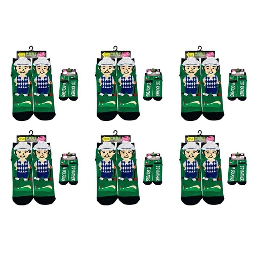 Feet Speak Golfer Novelty Socks I'd Rather Be Golfing Soles One Size Fits All Pack of 6