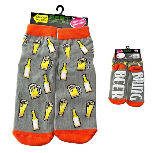Feet Speak Beer Novelty Socks Bring Beer Soles One Size Fits All