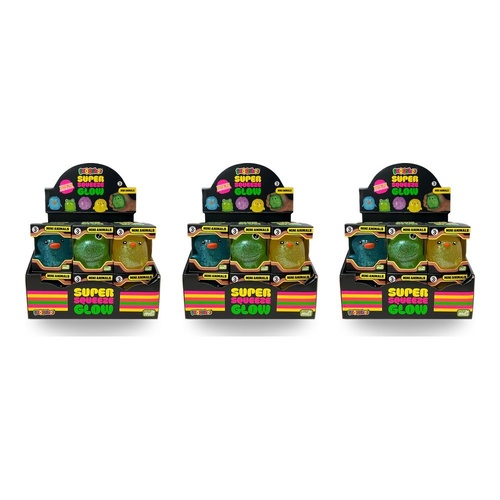 Smooshos Super Squeeze Glow Mini Animals Assorted Counter Display of 12 Bundle of 3