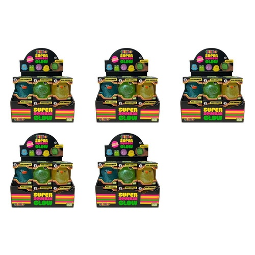 Smooshos Super Squeeze Glow Mini Animals Assorted Counter Display of 12 Bundle of 5