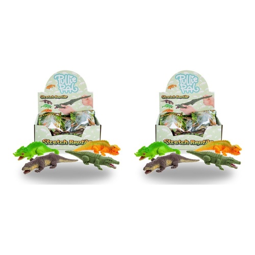 Novelty Gift Pullie Pal Stretch Reptile Assorted Counter Display of 12 Bundle of 2