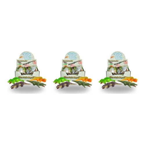 Novelty Gift Pullie Pal Stretch Reptile Assorted Counter Display of 12 Bundle of 3