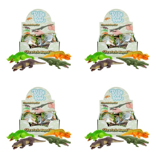Novelty Gift Pullie Pal Stretch Reptile Assorted Counter Display of 12 Bundle of 4