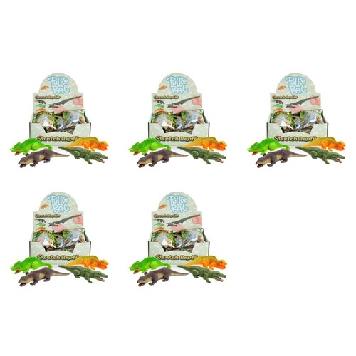 Novelty Gift Pullie Pal Stretch Reptile Assorted Counter Display of 12 Bundle of 5