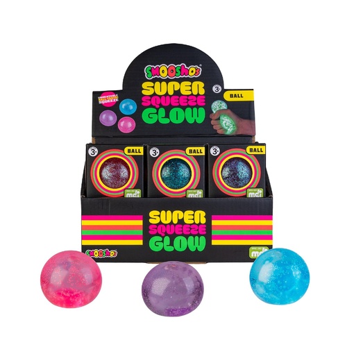 Smooshos Super Squeeze Glow Ball Counter Display of 12