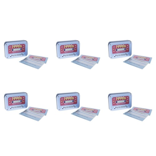 Ridley's 1990s Music Trivia Game in Cassette Tape Tin 40 Trivia Cards Pack of 6