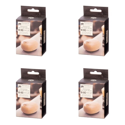 Maverick Massaging Wet and Dry Hair Brush with Wooden Handle Pack of 4