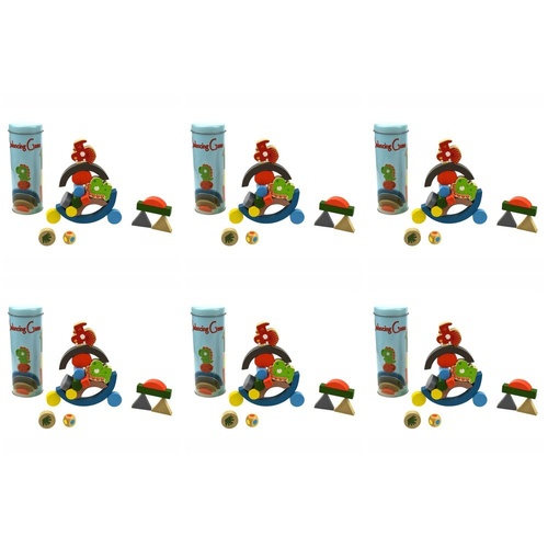 Wooden Balancing Blocks Game Dinosaur in Tin Pack of 6