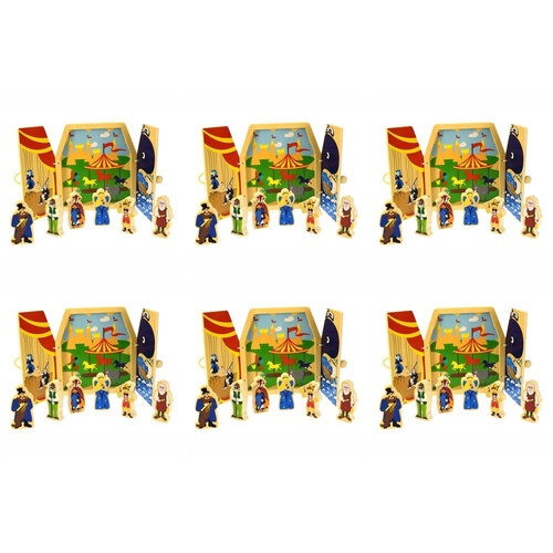 Pinocchio Wooden Storytelling Playset with Fold-Out Theatre and 6 Figures Pack of 6