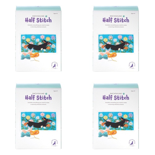 Dog Collective Half Stitch Kit Dachshund Finished Size 35 x 18.5cm Bundle of 4