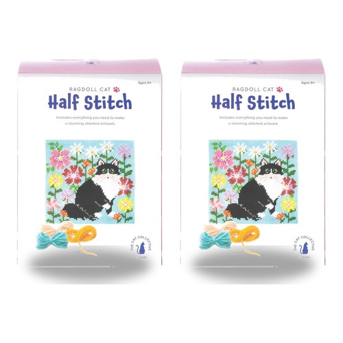 Cat Collective Half Stitch Kit Ragdoll Cat Finished Size 24.5 x 24.5cm Bundle of 2