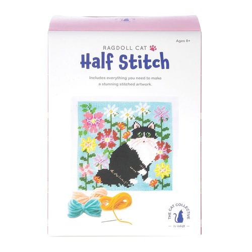 Cat Collective Half Stitch Kit Ragdoll Cat Finished Size 24.5 x 24.5cm