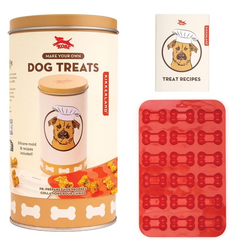 Kikkerland Kobe Make Your Own Dog Treats Tin with Silicone Mould and Recipes