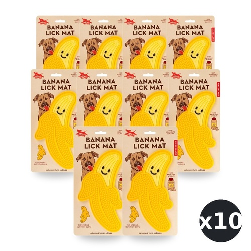 Banana Lick Mat for Dogs Silicone with Suction Cups Pack of 10