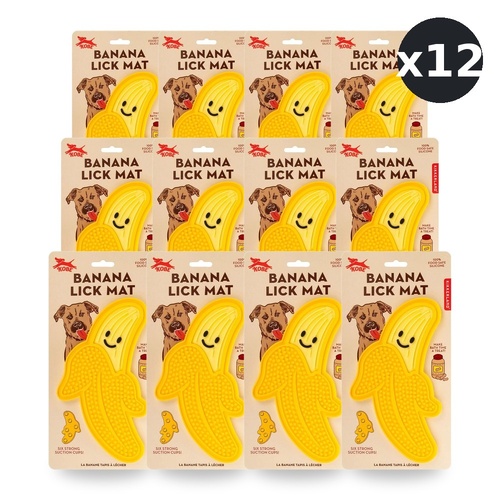 Banana Lick Mat for Dogs Silicone with Suction Cups Pack of 12