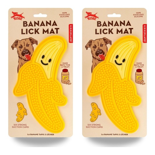 Banana Lick Mat for Dogs Silicone with Suction Cups Pack of 2