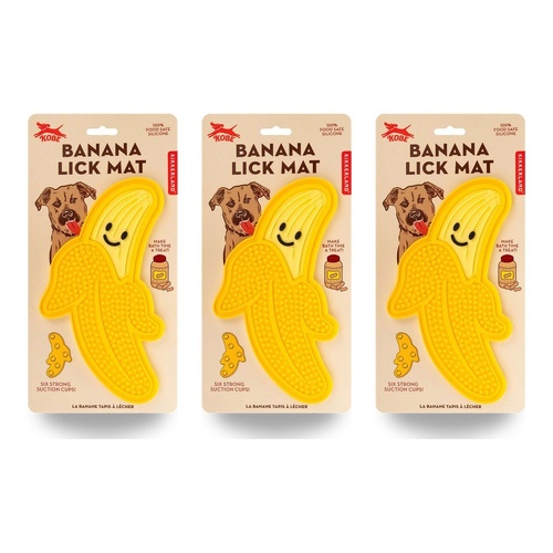 Banana Lick Mat for Dogs Silicone with Suction Cups Pack of 3