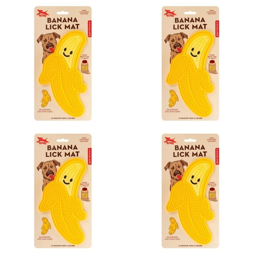 Banana Lick Mat for Dogs Silicone with Suction Cups Pack of 4