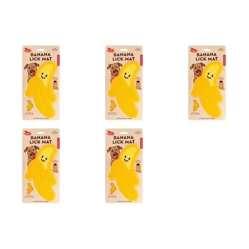 Banana Lick Mat for Dogs Silicone with Suction Cups Pack of 5