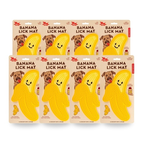 Banana Lick Mat for Dogs Silicone with Suction Cups Pack of 8