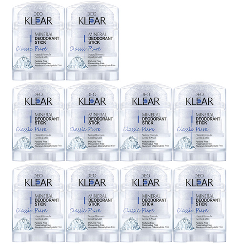 Deoklear Mineral Deodorant Classic Pure 70g Fragrance Free Crystal Bundle 10